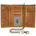 thumbnail image 4 of RFID safe Leather Wallets for Men 212C Long Trifold Wallet with Chain Rustic Vintage Brown, 4 of 9