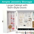 thumbnail image 6 of Excello Global Products Rustic Wall Mounted Jewelry Organizer with Wooden Barndoor Decor - Solid White - EGP-HD-0432, 6 of 8