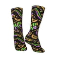 thumbnail image 5 of Uemuo Mardi Gras3 Pattern Women's Crew Socks, Soft Durable Breathable Moisture-Wicking with Odor Control Cotton socks, 5 of 9