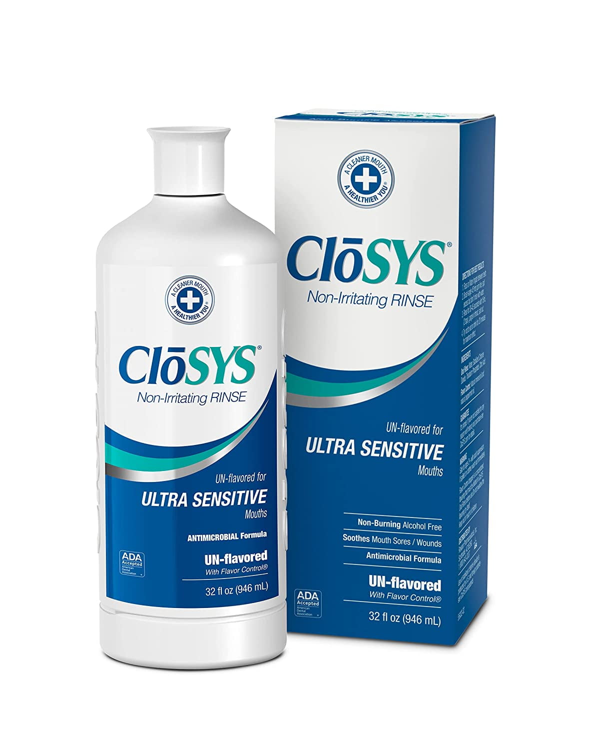CloSYS Ultra Sensitive Mouthwash, 32 Ounce, Unflavored (Optional Flavor