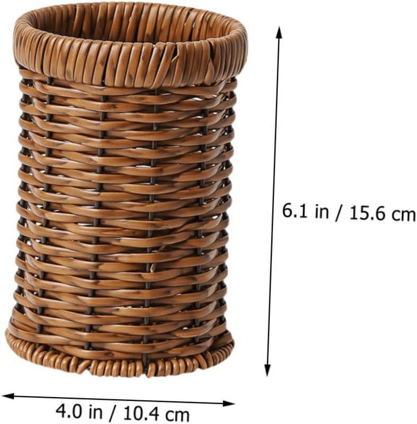 ABCISI Woven Utensil Holder, Countertop Cutlery Organizer Basket for Kitchen, Dining Table, or Workspace Storage, Silverware Drying Basket, Lightweight and Portable, 6.14 X 4.09 X 4.09 Inches, Brown