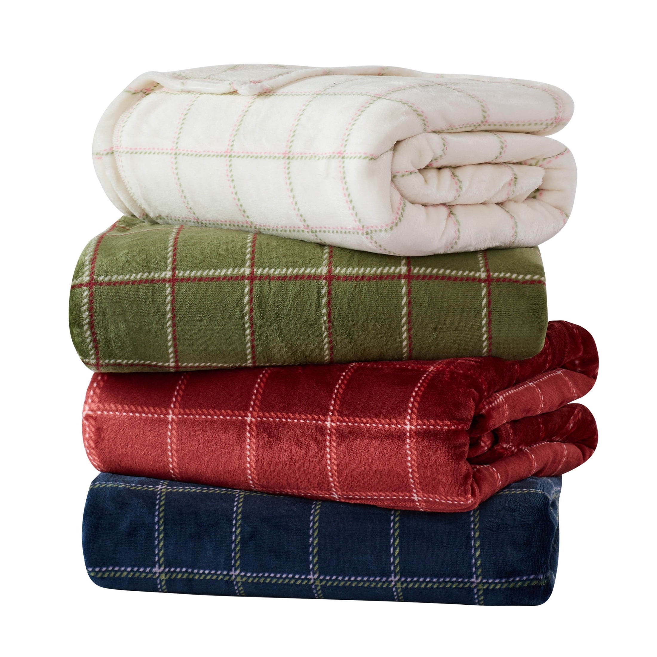 Mainstays Velvet Plush Bed Blanket, Red Check, Full/Queen Size