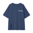 thumbnail image 2 of Girls Long Split Hem Short Sleeve T-Shirt Paris Letter Graphic Tee For Teen Toddler Kids 3-16 Years Daily School Wear, 2 of 4