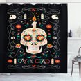 thumbnail image 1 of Ambesonne Sugar Skull Shower Curtain, Calavera and Candle, 69"Wx75"L, Black and Multicolor, 1 of 3