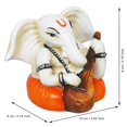 thumbnail image 3 of Polyresin Handcrafted Lord Ganesha Idol Playing Veena Musical Instrument, White & Orange, 3 of 5