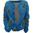 thumbnail image 2 of CAILDANL Ugly Sweaters for Women Plus Size Vintage Santa Funny Cardigan Button Up Cute Knit Santa Xmas Sweater, 2 of 2