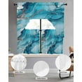 thumbnail image 3 of Turquoise Modern Kitchen Curtains Sets 24 Inch Length with Valance, Teal Grey Marble Textured Swag Valances and Tiers Curtain Set Drapes Swag Curtains for Living Room, Bathroom, Bedroom, Cafe, 3 of 6