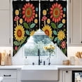 thumbnail image 4 of Spring Boho Swag Curtain Valance for Windows, Red Yellow Sunflower Leaves Dots Plant Painting Window Treatments Short Swag Topper for Kitchen Windows Bathroom Bedroom, 36"x36", 4 of 8