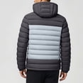 thumbnail image 6 of Iyufng Men's Color Block Hooded Puffer Jackets Horizontal Quilted Zip Up Winter Windproof Coat with Side Pockets and Elastic Cuffs, 6 of 9