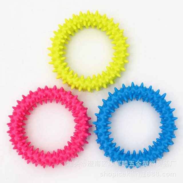 Juguetes masticables para cachorros azules, anillo de 360°, limpia los dientes y alivia la picazón de goma para la salud bucal, juguete interactivo para masticar cachorros