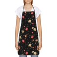 thumbnail image 2 of Naloa 1Pack Adjustable Bib Apron Waterdrop Resistant Cooking Kitchen Aprons for Women Men Chef, Red White Flowers Print, 2 of 5