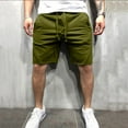 thumbnail image 2 of Men's Summer Fleece Hem Athletic Shorts Elastic Waist Drawstring Casual Gym Workout Bottoms Distressed Edge Lightweight Breathable Cotton Sweatshorts Army Green, 2 of 4