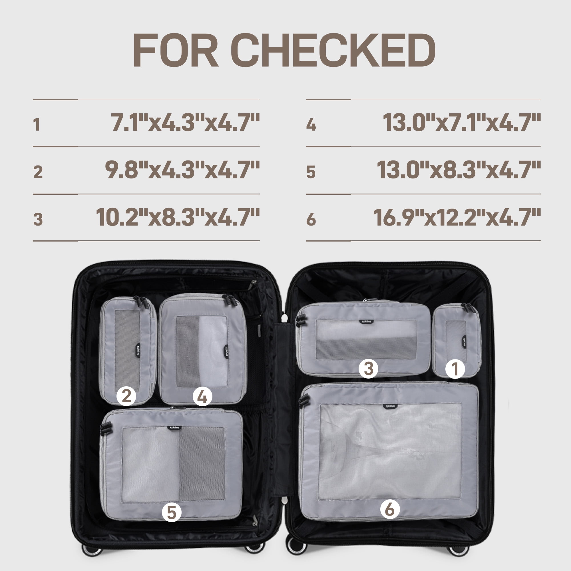 EPICKA TripCozy Compression Packing Cubes - 4 Set Durable Travel Organizer Bags with Mesh Top for Carry on (Light Grey)