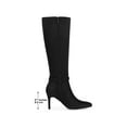thumbnail image 6 of BLISSFUL STEP Women's Boots Knee High Faux Suede Pointy Toe Stiletto Heel Side Zipper Buckle Boots Black 7, 6 of 8