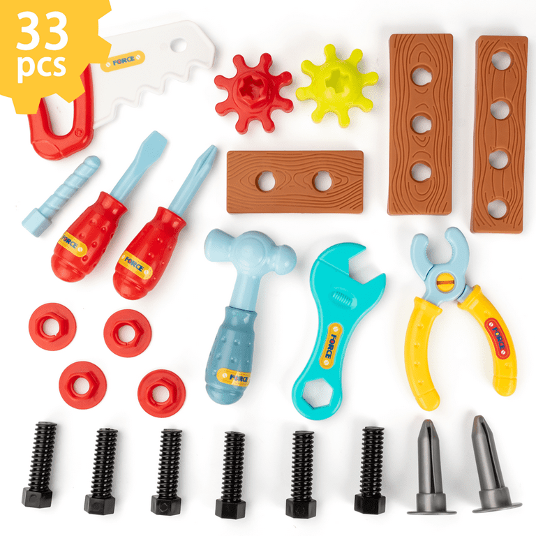 iYofe Kids Tool Bench, 65 Pcs Workbench Toys, 2 in 1Toddler Tool Bench  Workshop Play Tool Sets, Toddler Tool Bench Pretend Play Learning Gift for  Boys & Girls Age 3-5 