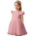 thumbnail image 2 of Huowey Girls Toddler Gown Party Formal Dress Ruffled Sleeveless Solid Color Crewneck High Waist Stylish Tiered Layered Mesh Tutu Midi Dress Birthday Wedding Comfy Elegant Clothes,Pink,6-7 Years, 2 of 5