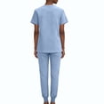 thumbnail image 3 of Fgvctg Women Scrubs Sets Plus Size Scrub Joggers Stretchy V-Neck Yoga Scrub Pants and Tops Nursing Uniforms Medical Scrub Sets with Pockets Light Blue 2XL, 3 of 4