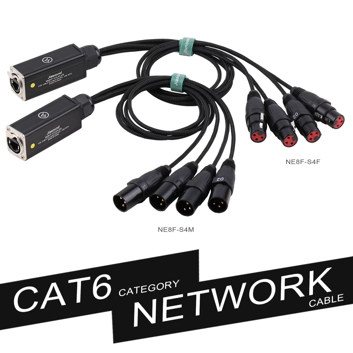 Jiasound  XLR Connector to  Ethernet Cable Auido Snake 4 Channel DMX512 Network Signal Extender