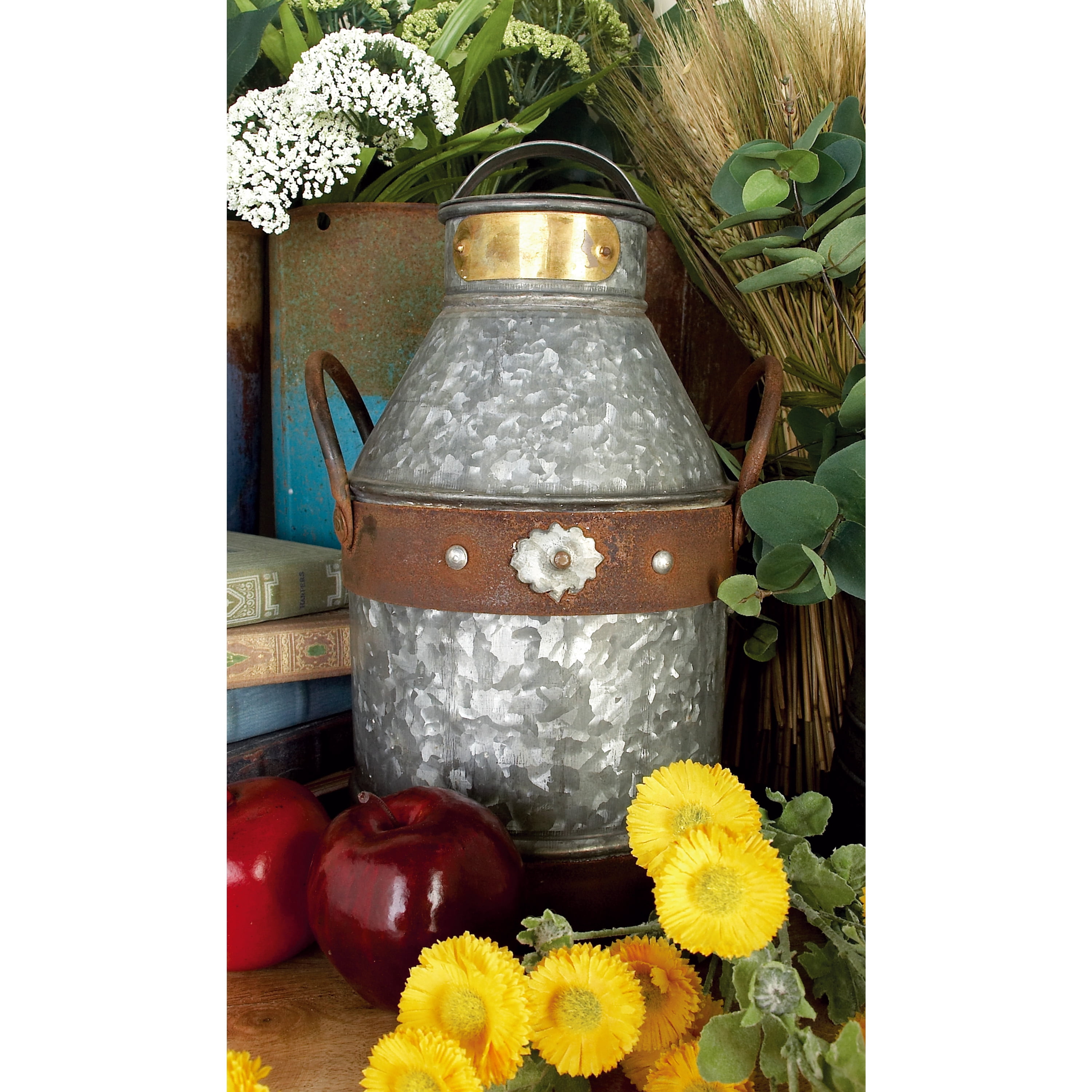 DecMode 13"H, 7"W Metal Farmhouse Decorative Jar, Grey, 1 - Piece