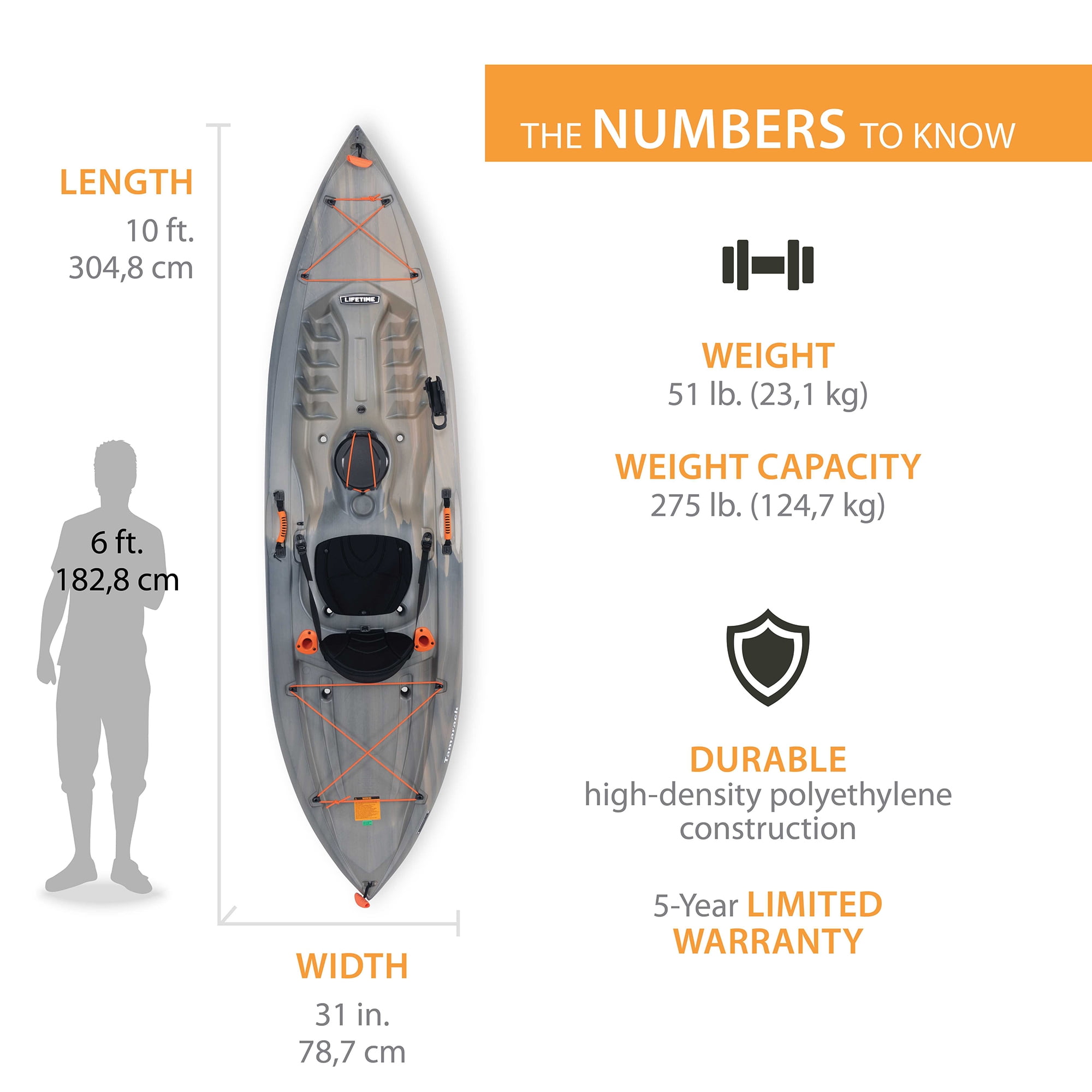 (3 pack) Lifetime Tamarack Angler 10 ft Sit-On-Top Fishing Kayak with Paddle, Recon Fusion (91196)