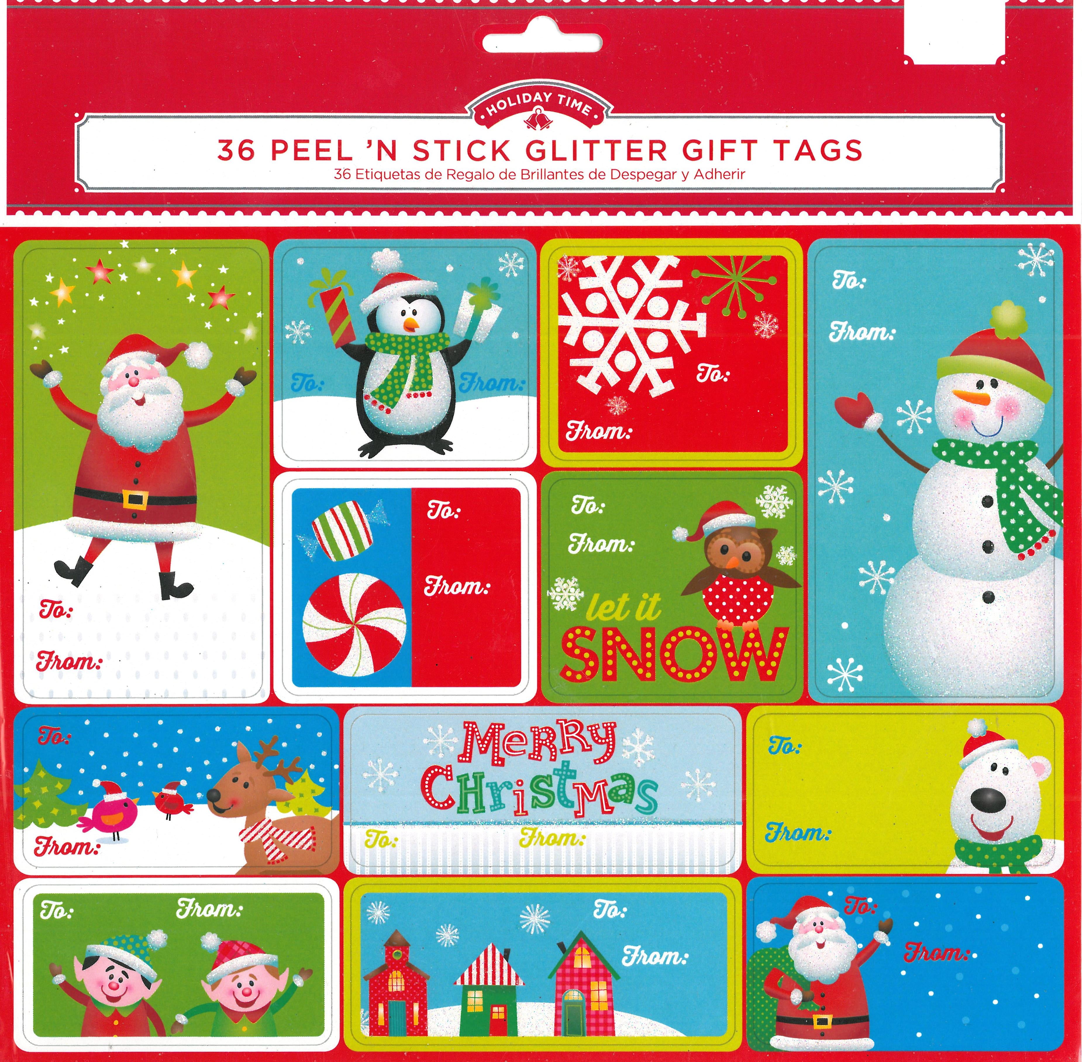 36 count Peel 'n Stick Glitter Christmas Gift Tags BrickSeek