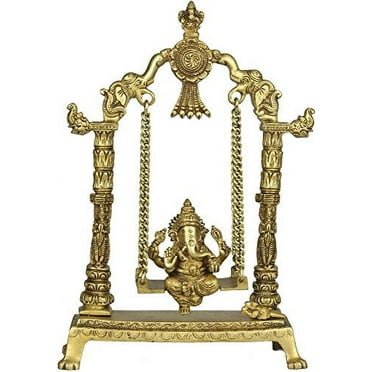 Lord Ganesha on a Swing - Brass Statue
