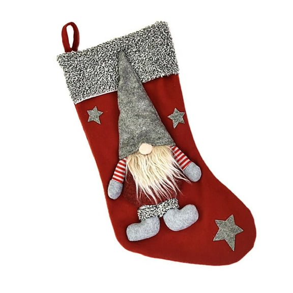 COSMOBETTY 1 Pc Christmas Gnome Stockings Cute Stocking Holder Red Flannel Fabric present Bag For Children