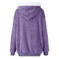 thumbnail image 6 of Qwertyu Women Fuzzy Fleece Jackets Winter Casual Oversized Fluffy Casual Coats Cardigan Warm Outerwear with Pockets Purple L, 6 of 6