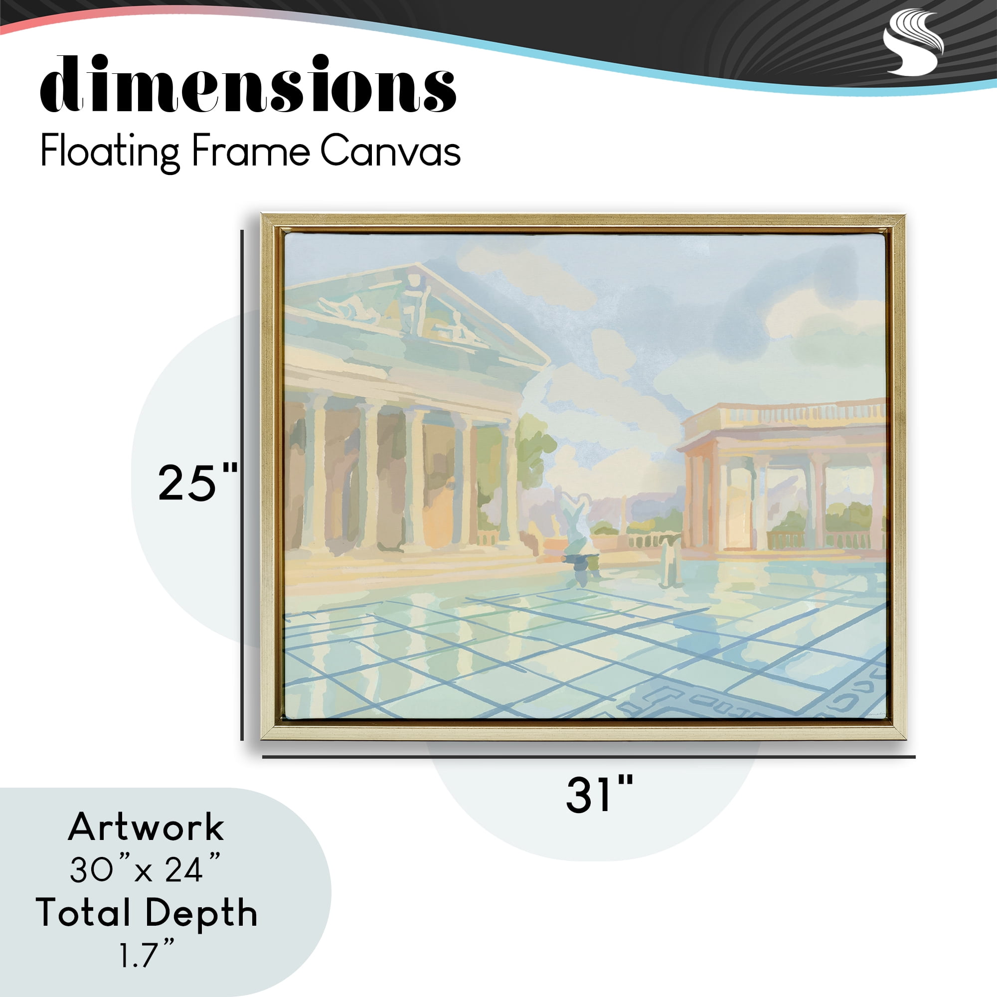 Stupell Industries Sam Simeon Architecture Gold Framed Floater Canvas Wall Art, design by Amelia Noyes