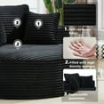 thumbnail image 4 of 55" Chaise Lounge Chair Indoor, Corduroy Upholstered Boneless Sofa Bed, Deep Seat Sleeper Sofa Reading Chairs, Fluffy Round Cloud Couch, No Assembly Required, Black, 4 of 8