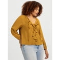 thumbnail image 3 of Jessica Simpson Women's Plus Hilaria Cotton Ruffle Top with Long Sleeves, Sizes 0X-4X, 3 of 6
