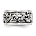 thumbnail image 3 of Sterling Silver Polished Spinning Center Antiqued Skull Ring, 3 of 5