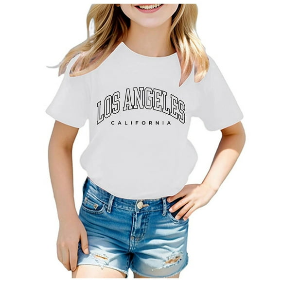 Landzoo One Shirts For Teen Kids Boys Girls Casual Crew Neck Short Sleeve Letter Tops Cute Cozy Beautiful Girls Tops