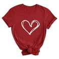 thumbnail image 4 of YueHuiYing Women's Valentine's Day Cartoon Heart Print Short Sleeve Round Neck Top Cute Graphic Tees T-Shirt, 4 of 5