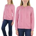 thumbnail image 4 of ToBeInStyle Women's Thin Fabric Long Sleeve Kangaroo Pocket Zip Up Hoodie - Mauve - Medium, 4 of 7