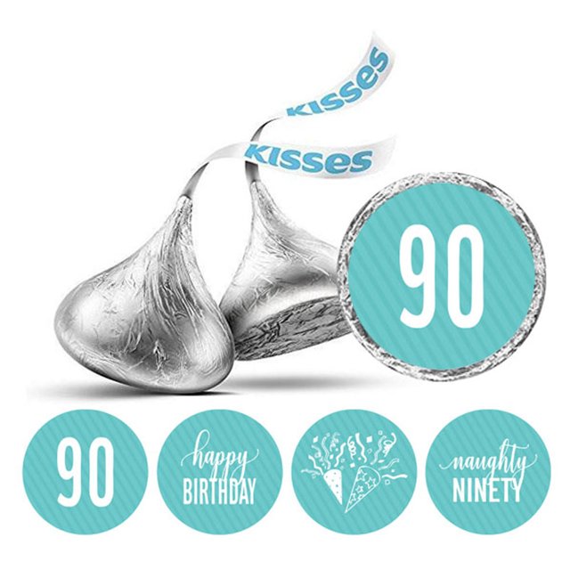 Darling Souvenir 190 Pcs Naughty Ninety Birthday Theme Stickers chocolate Labels-Light Blue
