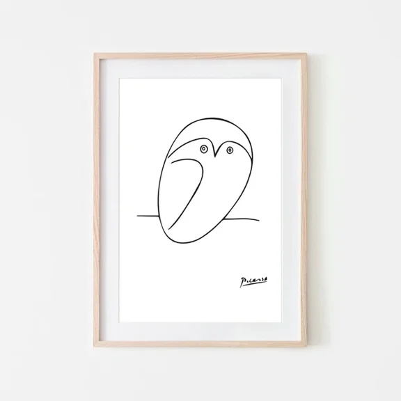 Kna Prints - 1 Pcs Poster Owl Line Art By Picasso Art Print. Perfect Minimalist Wall Art Decor, UNFRAMED-8x12