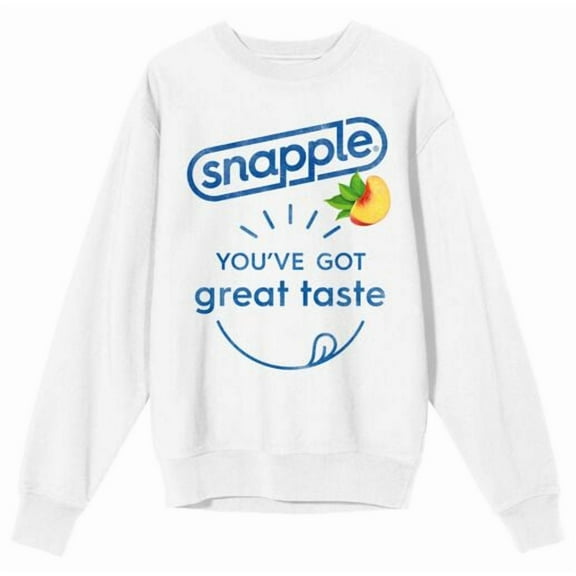 You've Got Great Taste Snapple Logo Women's White Crewneck Fleece Sweatshirt-Medium