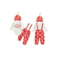 thumbnail image 2 of BemeyourBBs Newborn Baby Boy My First Valentines Day Outfit Romper Heart Suspender Pants and Cap 3 Pcs Set Cute Infant Spring Clothes, 2 of 9