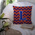 thumbnail image 3 of Carolines Treasures Letter L Chevron Orange and Blue Fabric Decorative Pillow 14Hx14W multicolor, 3 of 4