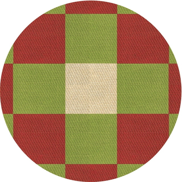 Ahgly Company Tapis d'Intérieur Rond Lavable en Machine Vert Transitionnel, 6 Pieds Rond