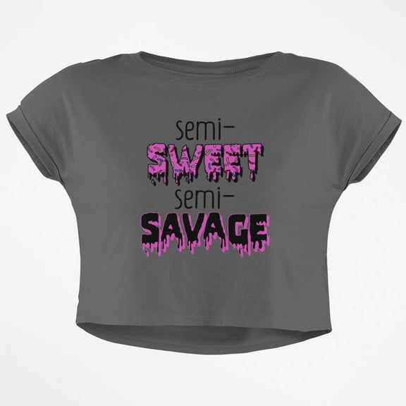 Semi Sweet Semi Savage Junior Boxy Crop Top T Shirt