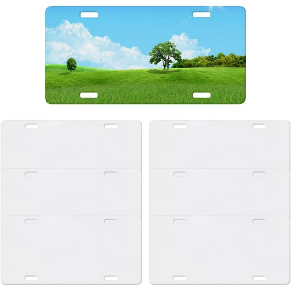 shiyou-6 Pcs Sublimation Blank License Plates Aluminium Automotive Front License Plate Heat Transfer DIY Metal Blank Car Plate Tags for Custom Design