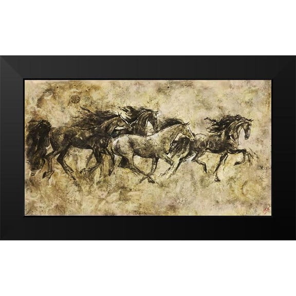 Wiley, Marta 14x10 Black Modern Framed Museum Art Print Titled - Horses Running I