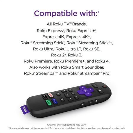 Voice Remote Pro – Rechargeable Remote with TV Controls for Roku Players, Roku TV, and Roku Streambars - Black