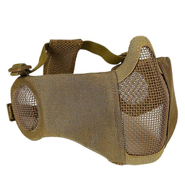 6 Zoll Foldable Airsoft Half Face Mask Made of Mesh Fabric With Ear Protection, Military Tactical Lower Face Mask, For CSPaintball Shooting/T