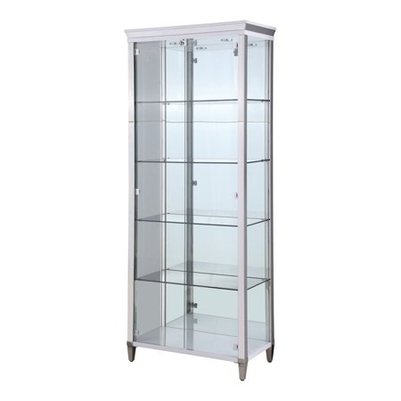 Milan 31.5  4-shelf Steel and Glass Curio Cabinet with Lighting Doors in Clear