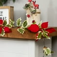 thumbnail image 3 of Northlight Pre-Lit Battery Operated Holly and Berry Christmas Garland - 7.5' x 5" - Warm White, 3 of 7