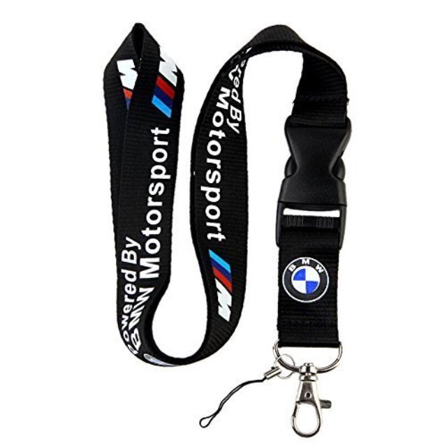 sportsboy bmw motosport logo keychain key chain black lanyard clip