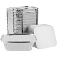 thumbnail image 1 of Paquete de 125 bandejas para hornear de papel de aluminio de 12 onzas con tapas, sartenes desechables de papel de aluminio para asar, hornear, cocinar, 1 of 4